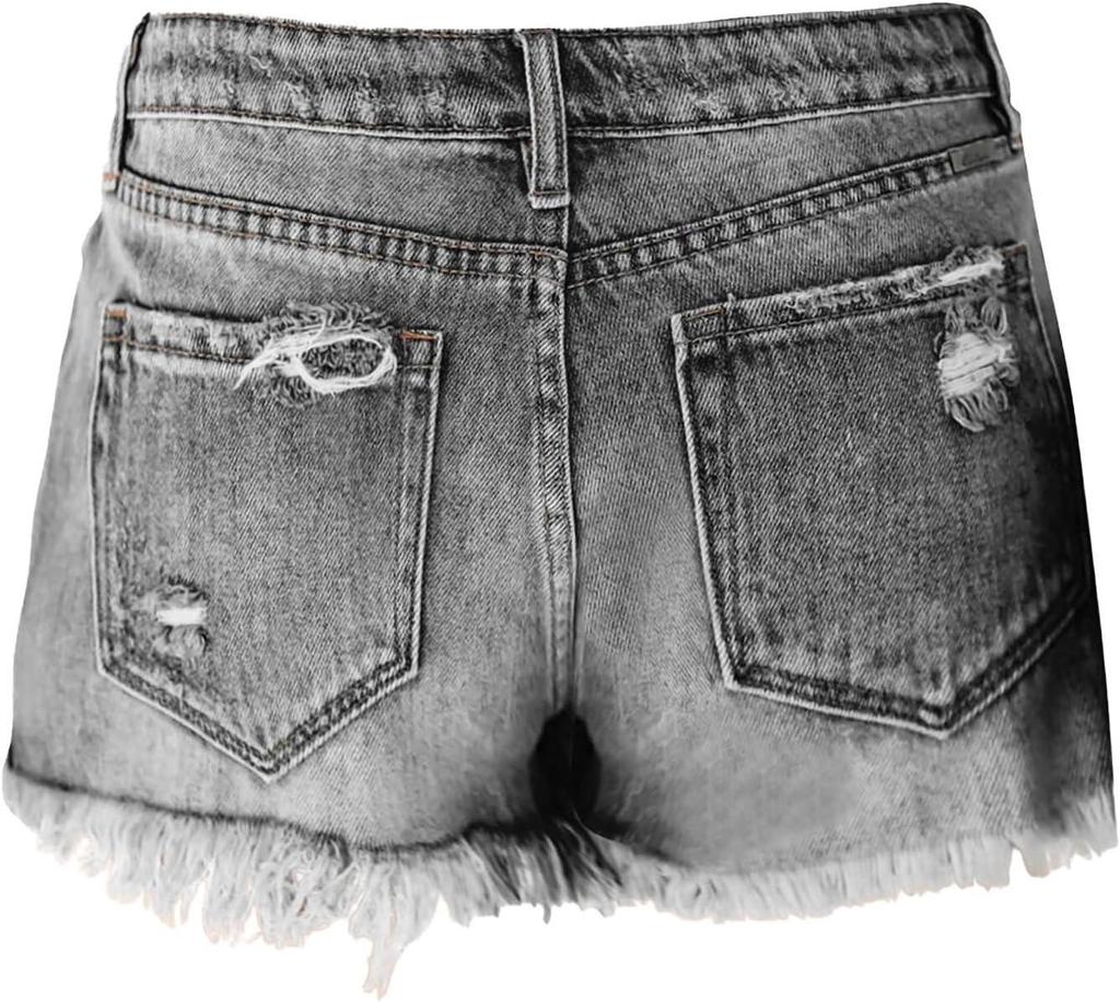 2026 Women's High-Waisted Fringed Ripped Denim Shorts - Versatile American Trend Fashion.