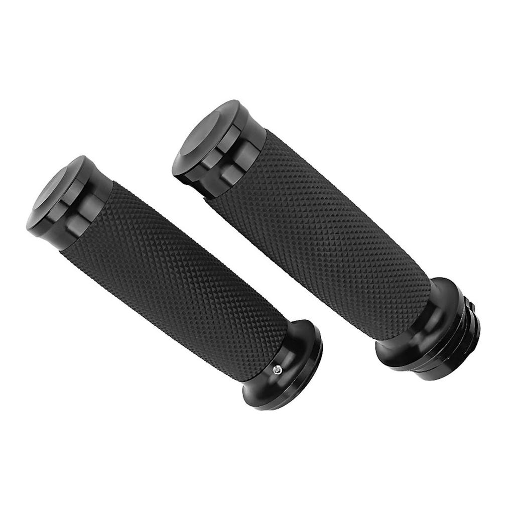 1 Pair Universal Motorcycle 25mm Handgrip Aluminum+Rubber Anti Slip Handlebar Grip Cover(Black)