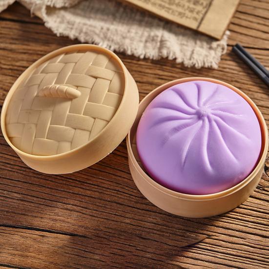 Fake Steamed Bun Toy Realistic Prop Soft TPR Stress Relief Squeeze Ball for Prank Anxiety Relief Fidget Toy