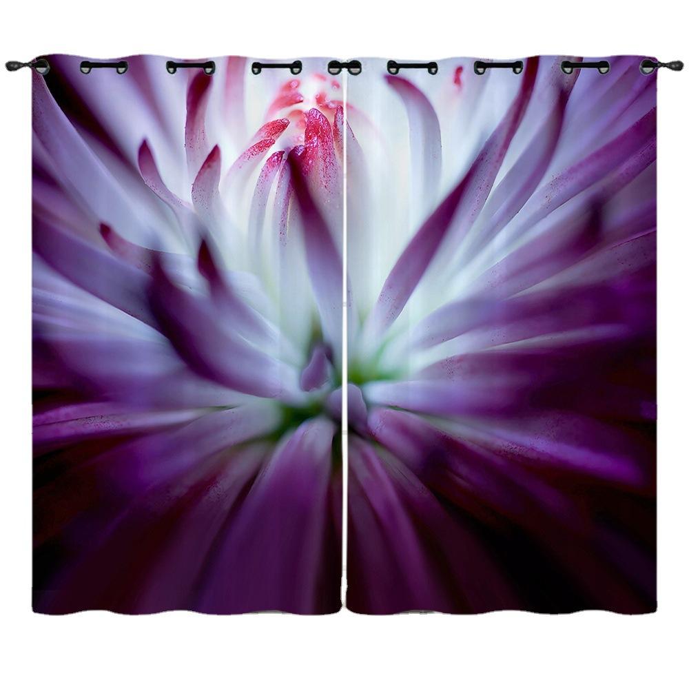 Floare Perdea Floare Lavandă Violetă Imprimare Digitală 3D Perdea Blackout Perforată