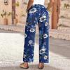2026 Spring/Summer Women's Floral Pattern Straight High-Waisted Jeans Vintage Print Loose Wide-Leg Denim