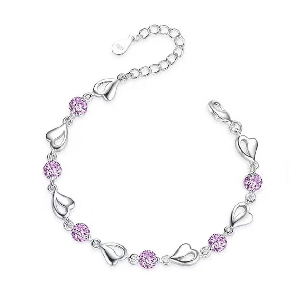 Романтический браслет-манжета женский браслет синий кубический цирконий океан сердце регулируемая длина застежка-лобстер украшение на запястье подарок на годовщину фиолетовый