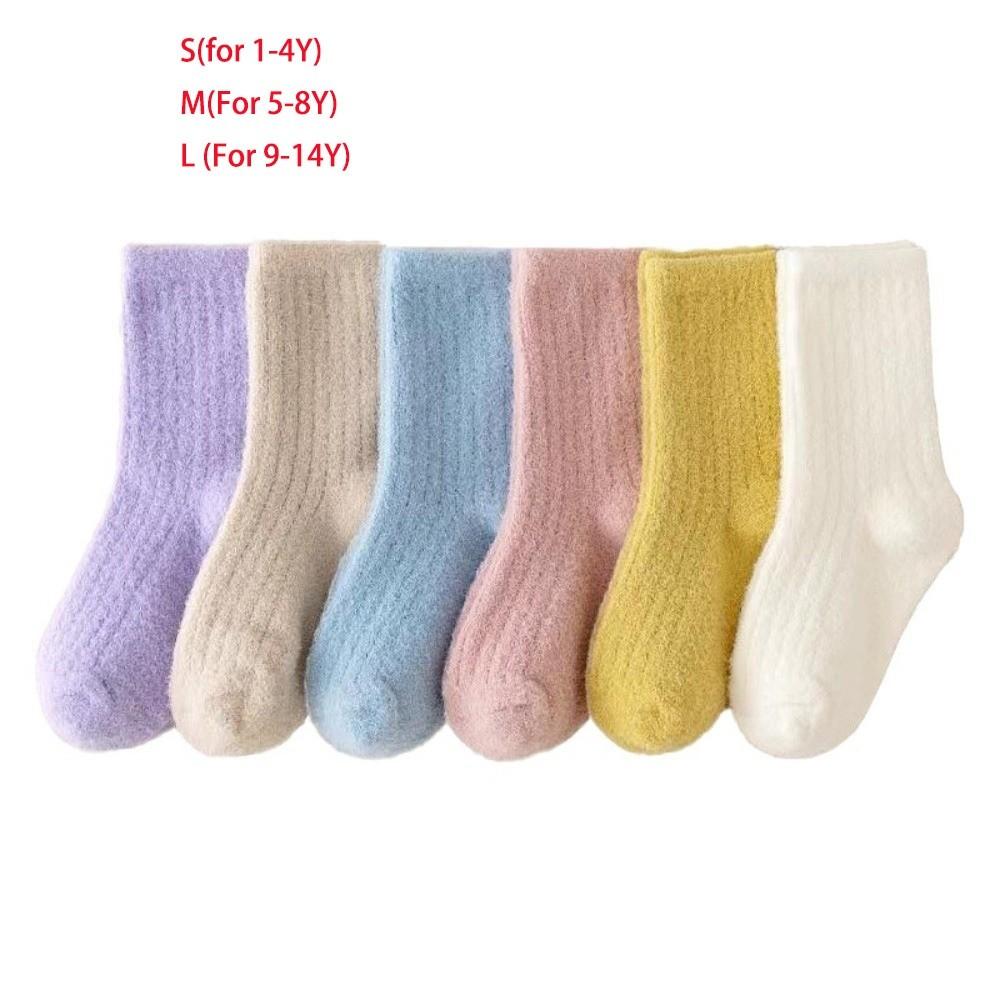 4 Pairs Thickened Design Warm Socks 4 Pairs Thickening Mid-Calf Socks Warm Fleece Socks For Girls