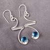Szwajcarski Topaz Błękitny Biżuteria ze Srebra Próby 925, Ręcznie Robione Wspaniałe Srebrne Kolczyki, Biżuteria z Kamieniem Topazu Dla Miłości