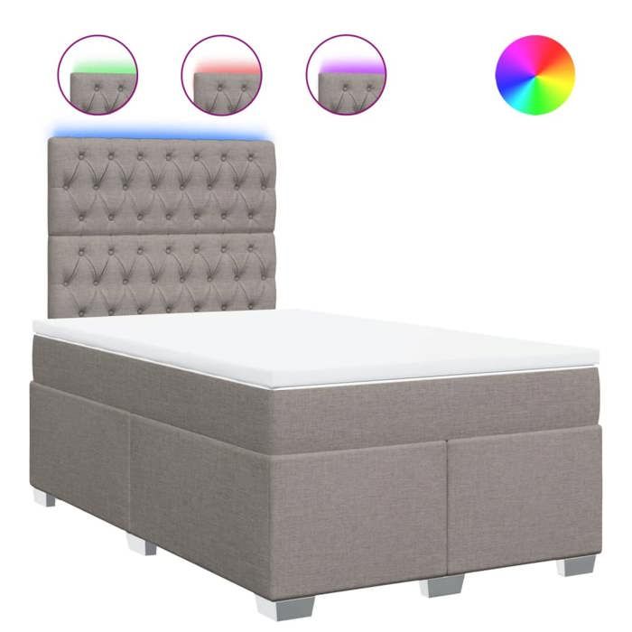 VidaXL Sommier à lattes de lit avec matelas Taupe 120x200 cm Tissu, lit, lit à plate-forme, lit à panneaux, meuble de 3292766