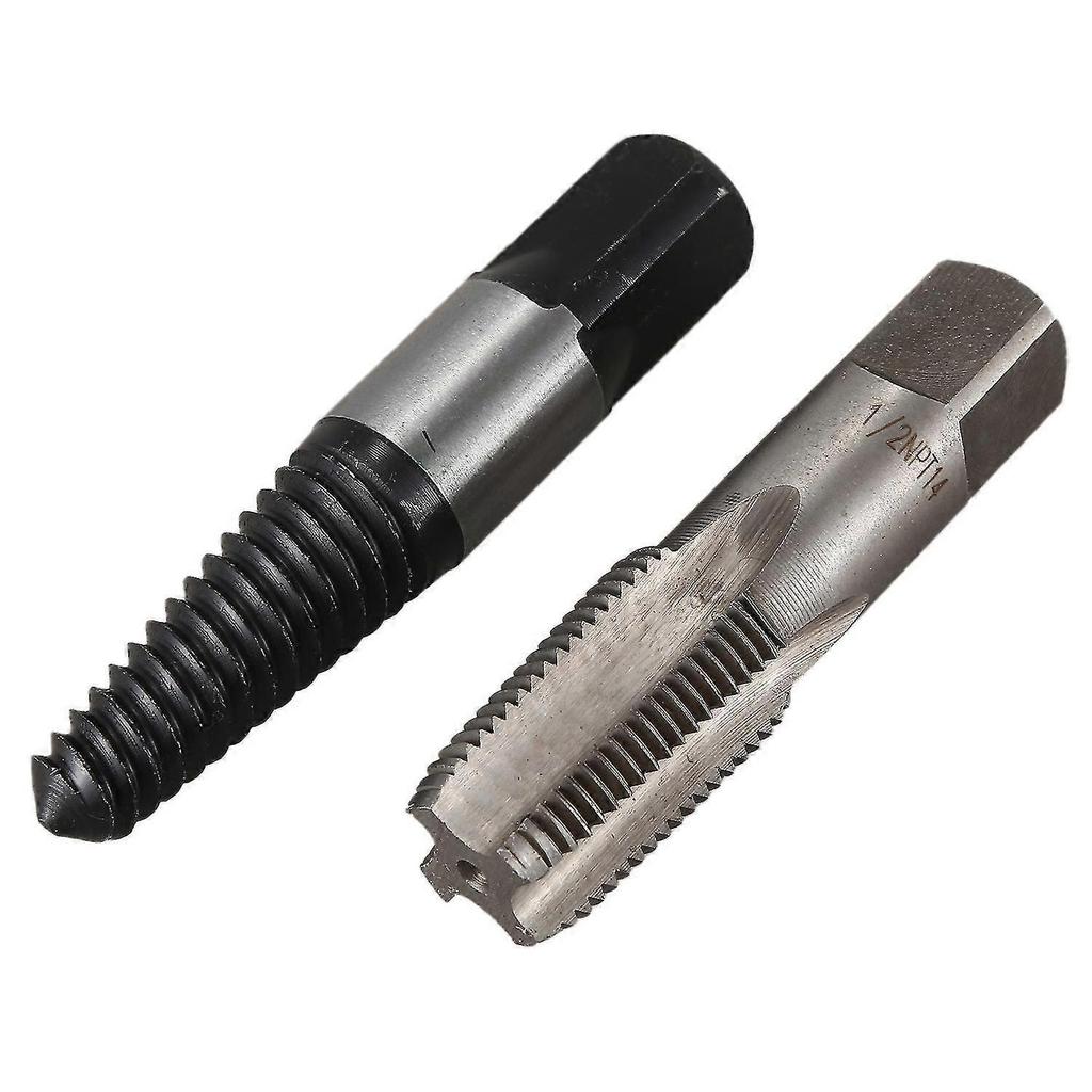 2pcs 1/2 Inch Screw Extractor Water Pipe Broken Pipe Extractor Water Pipe Thread Repair Tap Set