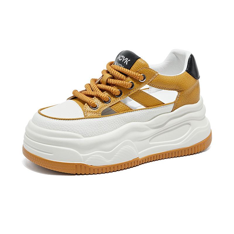 

Genuine leather single shoes 2025 new thick-soled inner height-increasing sandals women s summer versatile breathable casual little white shoes wome 40