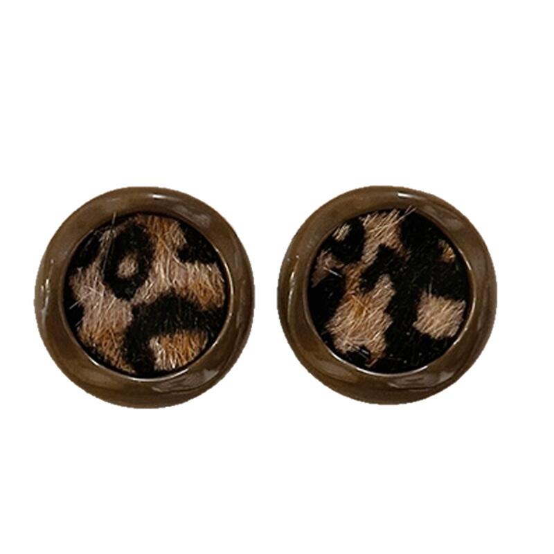 2026 Fashion Leopard Print Round Stud Earrings for Women Girl Exquisite Compact Small Earrings Daily Commute Jewelry Accessories