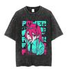 Vintage Washed Tshirts Chainsaw Man Anime T Shirt for Men Women Harajuku Oversize Tee Cotton Streetwear Unisex Tops