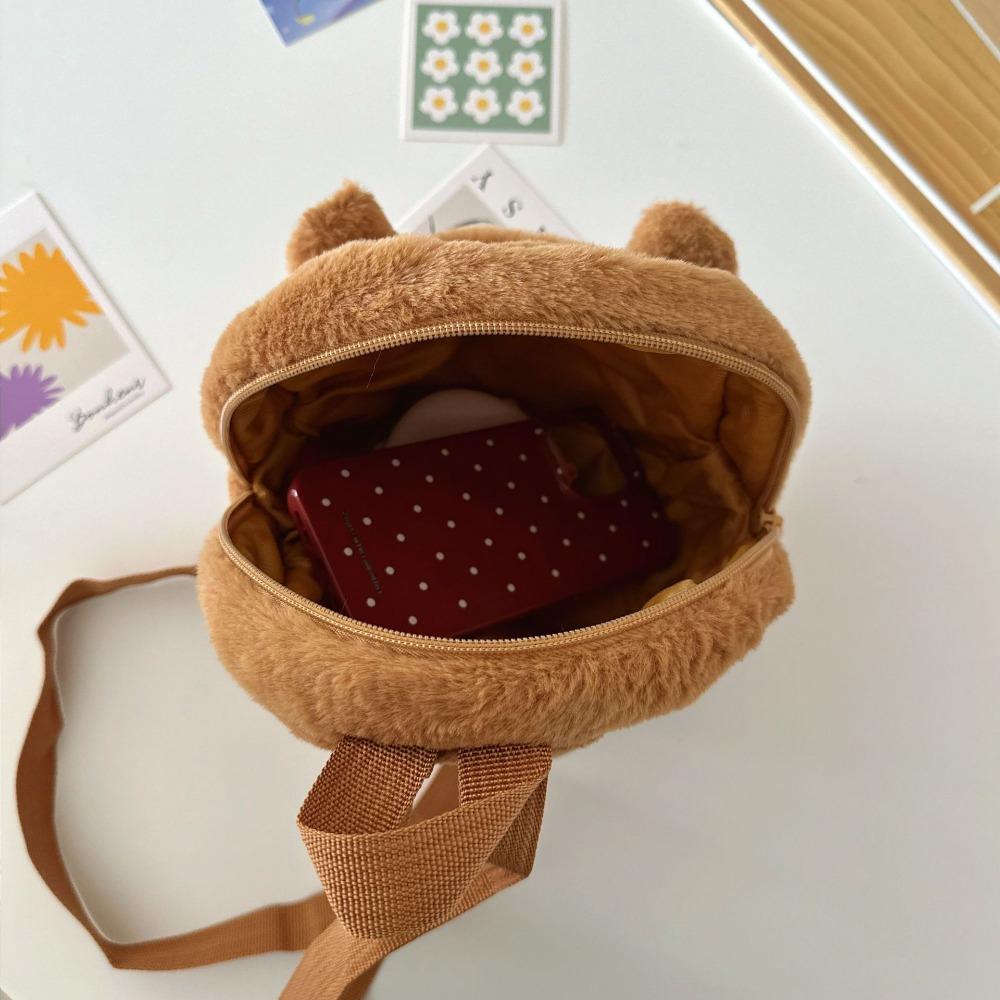 Embroidered Capybara Plush Backpack Thickened Large Capacity School Bag  Girls
