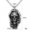 Collar Punk Vintage de Calavera Colgante de Ataúd Personalizado Collar de Acero Inoxidable