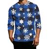 Men's Casual Neck Three-Quarter Sleeve Christmas Print T-Shirt for Holiday Festive Wear