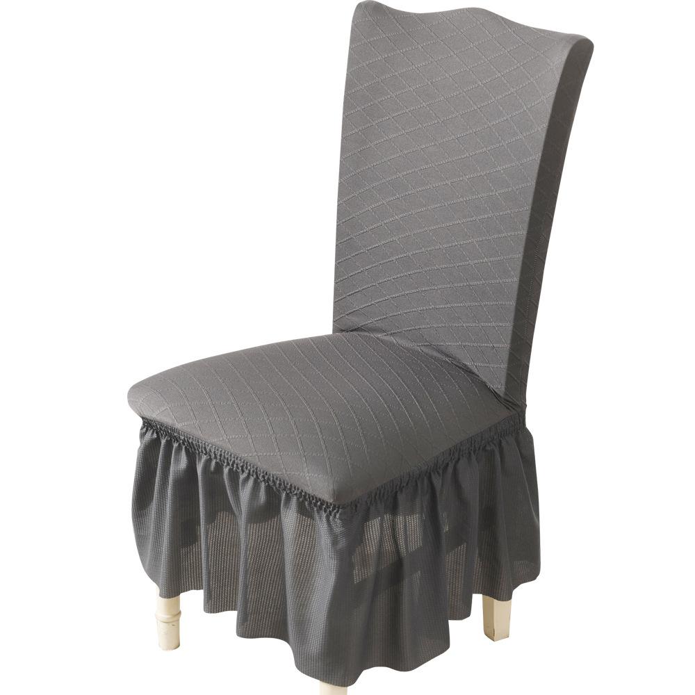 Knitted Jacquard Fabric Chair Cover Universal Lace Skirt Banquet Stretch Dining Table and Chair Covers