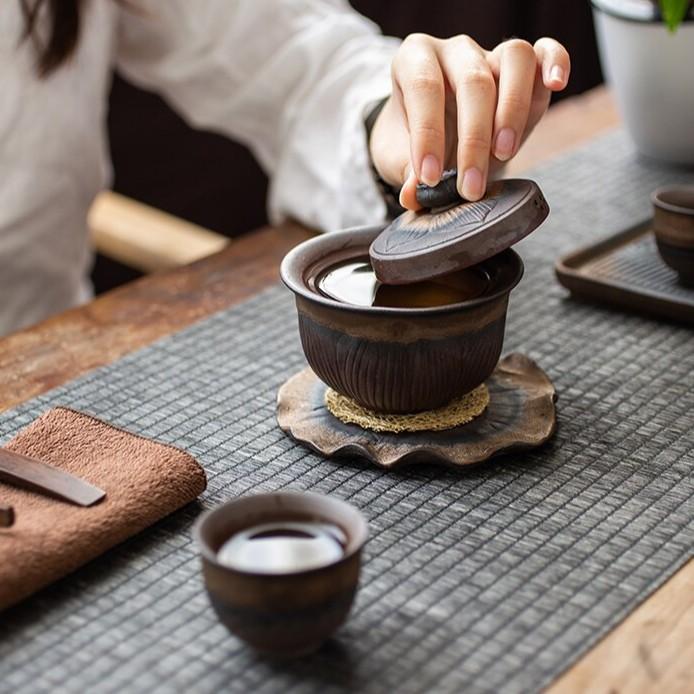 170ml Ceramic Gaiwan Vintage Tea Cup Japanese Style Tea Bowl