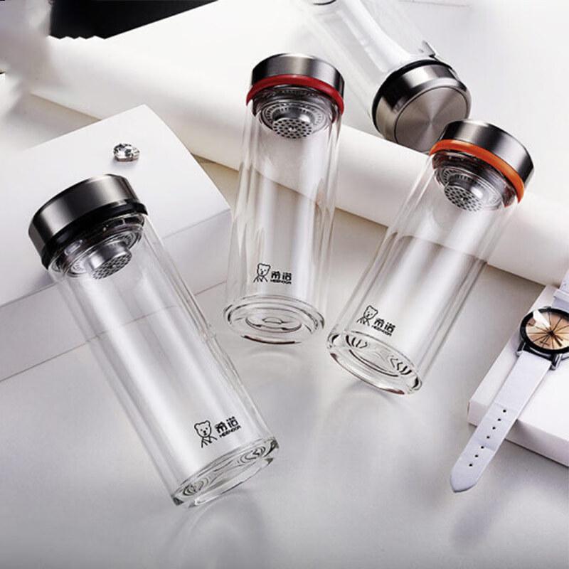 Saino Double-Layer Borosilicate Glass Tea & Water Bottle with Infuser