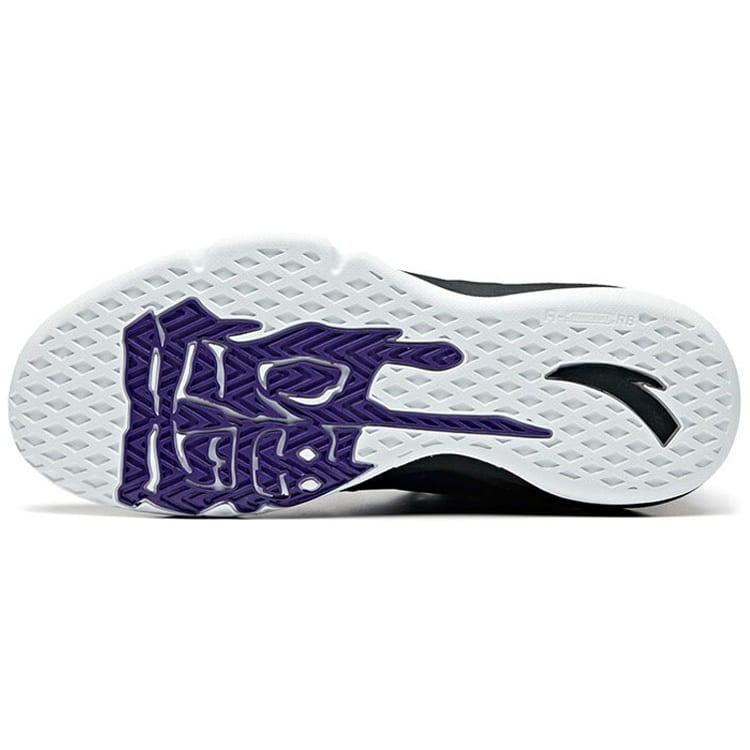 Anta Rhomboid Non-slip Wear-resistant Shock Absorption Mid-Top Basketball Shoes Black Purple 912011186-6