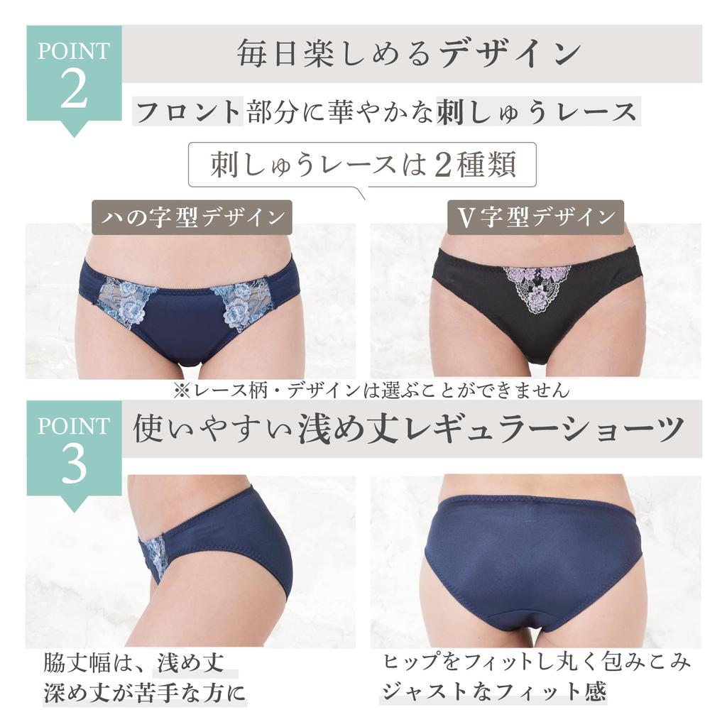 VISE Shiny Satin Tricot Lace Underwear Women's 5-Piece Set, Panties, (DS0009 L, 5-Piece Set)