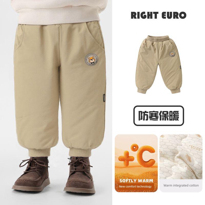 Right European Style Boys' Outdoor Fleece-Lined Long Pants 2025 Autumn and Winter New Cotton Pants Winter Clothing Children's Clothing Baby Pants