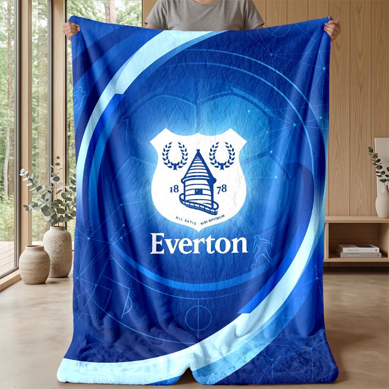 Everton Fußball Druck Flanell Decke, Weiche Warme Leichte Überwurfdecke für Sofa Bett Camping