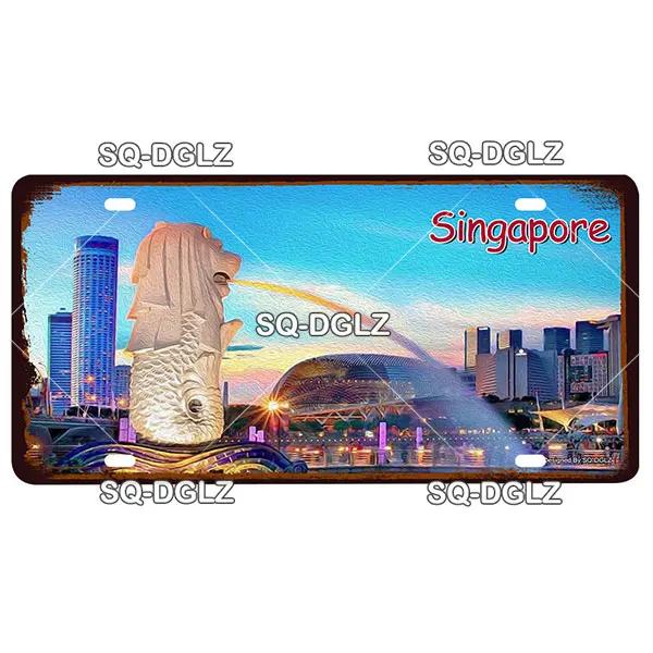 [SQ-DGLZ] Asia City 15x30cm Plate Metal Sign Vintage Plaque Tin Sign Wall Decor For Bar Country Painting Travel Poster