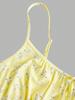 Women Thin Spaghetti Strap Ditsy Floral Front Tie Ribbed Mini Skater Dress 2026 Summer Y2K Yellow Cute Beach Vacation Swing Shor