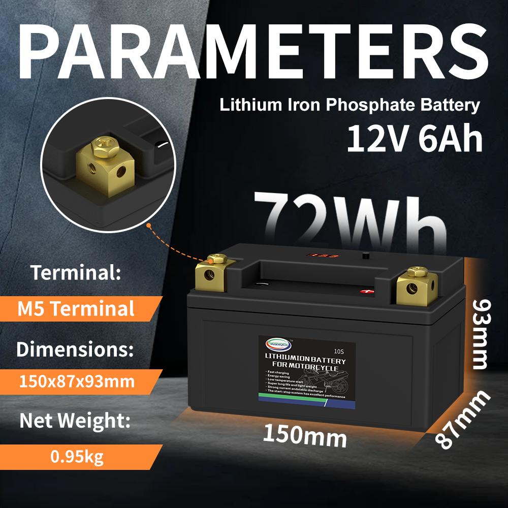 10S YTZ10S Lithium LiFePO4 Motorcycle Battery 12V 6Ah 420CCA Built in BMS Powersports Battery for ATV UTV Jet Ski Snowmobile