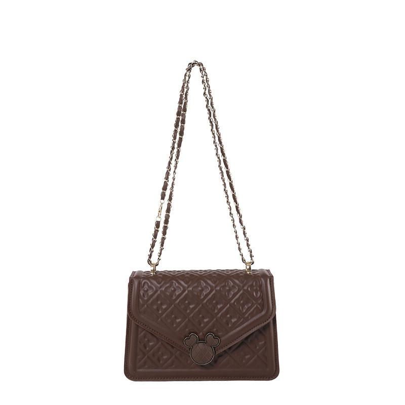 Wholesale 2024 Spring Fashion Trend Commuter Embossed Square Bag Versatile Chain Shoulder Crossbody Bag коричневый