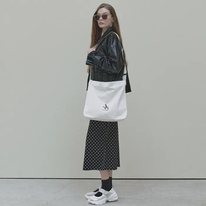 Canvas Logo Square Bag - White