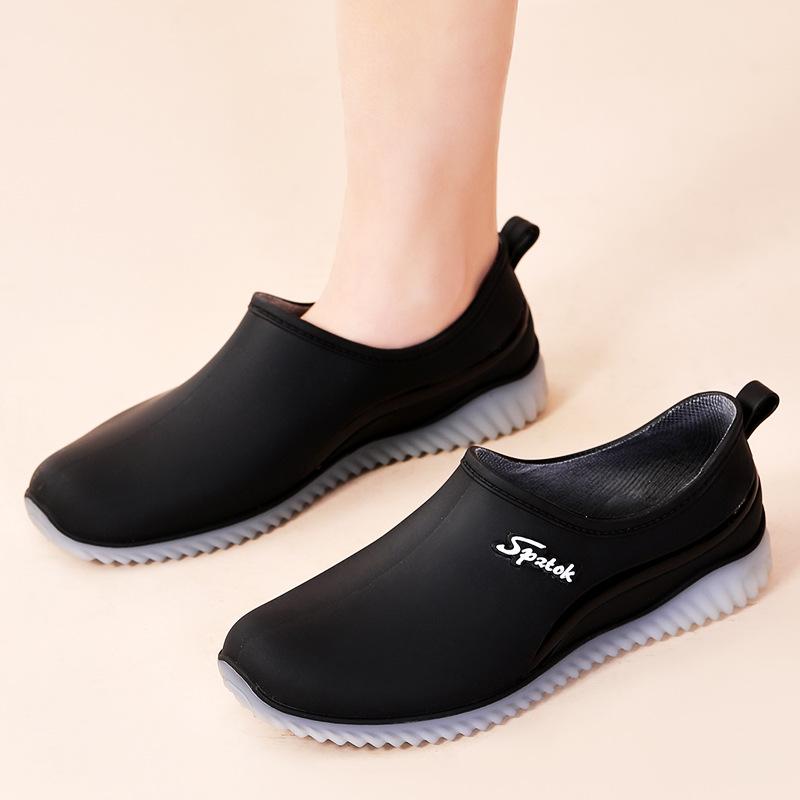 

Fashion rain shoes women s outdoor walking non-slip short water shoes water boots short rain boots car wash shopping shoes glue shoes 36 чорний