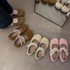 Women Mary Jane Single Shoes 2025 New Spring Summer New Pearl Shallow Mouth Fashionable Outdoor Comfortable Anti Slip Flat Shoes