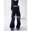 Women’s High Waist Wide Leg Windproof Cargo Pants - Black, Spring/Summer 2025 Collection
