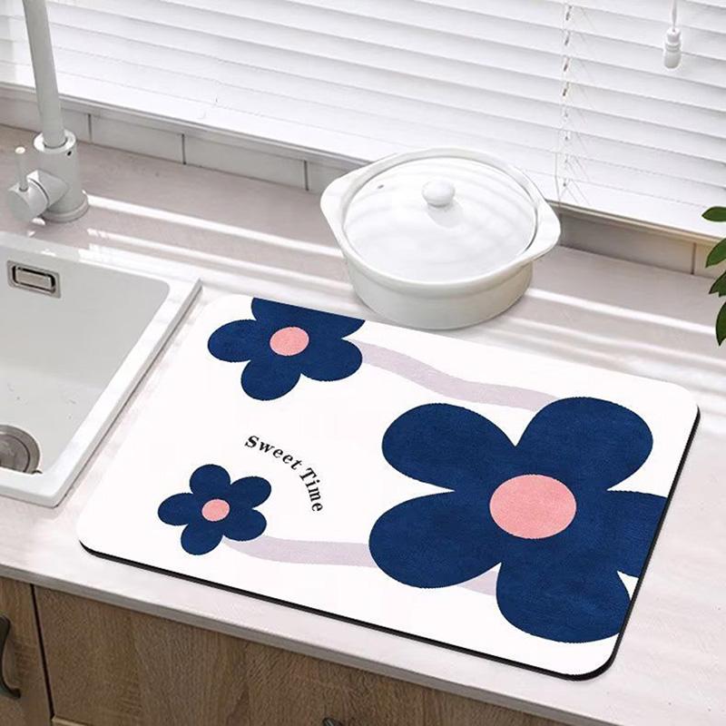 Fashion Color Flower Draining Mat Anti-scalding Heat Insulation Desktop Pad For Tableware Glass Cups