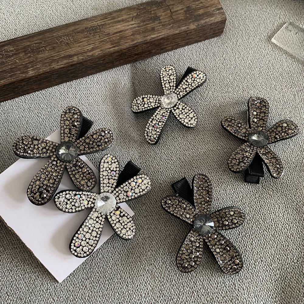 New 2 Pcs Cute Toddler Hair Clips Black Bow Diamond Slip Hair Pins Accessories Barrettes for Girls Kids Hairstyle DIY Decoration