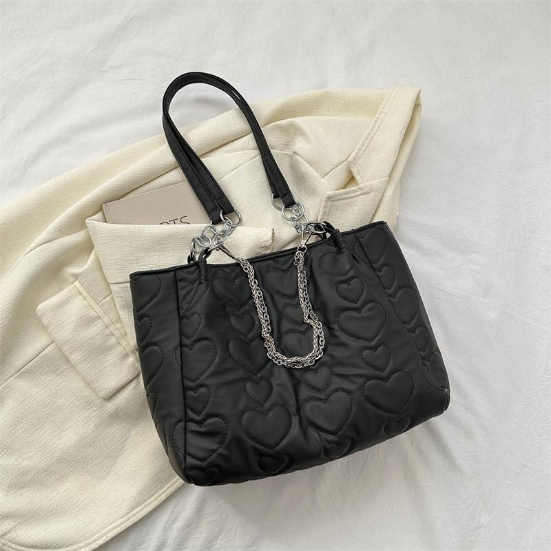 

Стильная большая сумка-тоут Модная сумка через плечо Модная сумка через плечо из ПУ кожи Повседневная сумка для commuters с молнией и карманом для телефона Without Chain чёрный