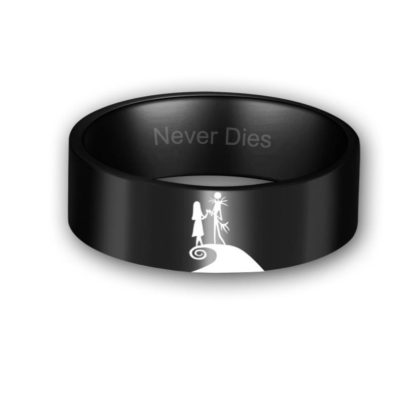 Настоящая любовь Джек и Салли Кольца для пары из нержавеющей стали Size 12