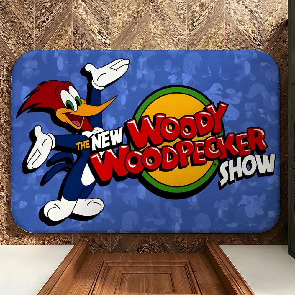 Cartoon W-Woody W-Woodpecker Floor Mat Soft Flannel Entrance Door Mat Non Slip Absorbent Bathroom Bedroom Floor Rug