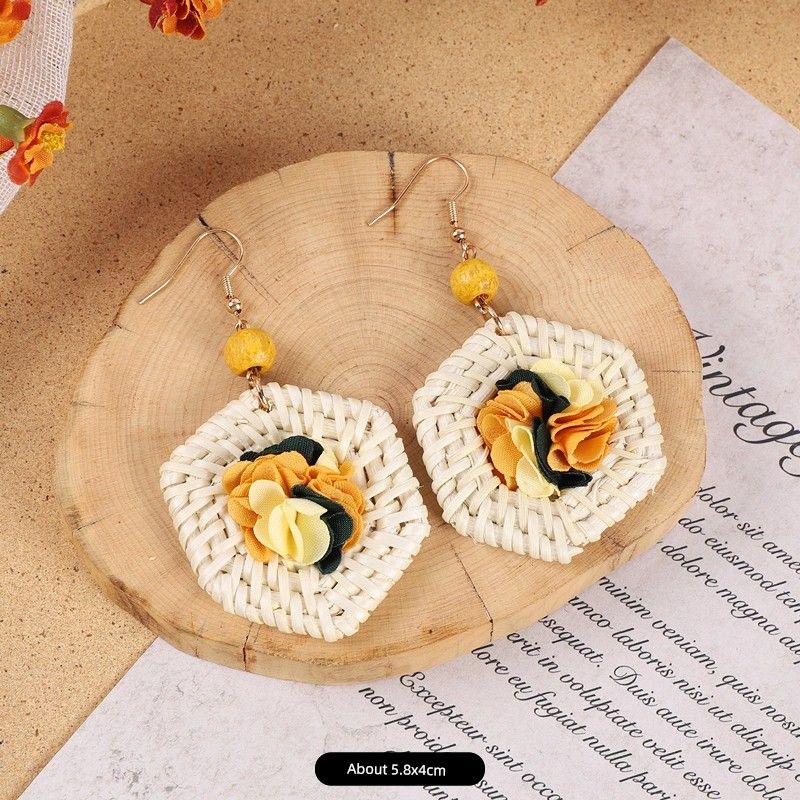 Rattan Fashion Seaside Vintage Ear Jewelry Female Flowers