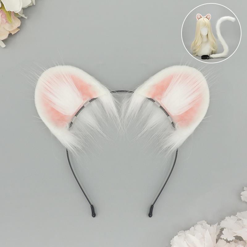 Handmade Simulated Hamster Ear Headband Cos Beast Ear Tail Set Lolita Kc Plush Cute Hamster Headdress