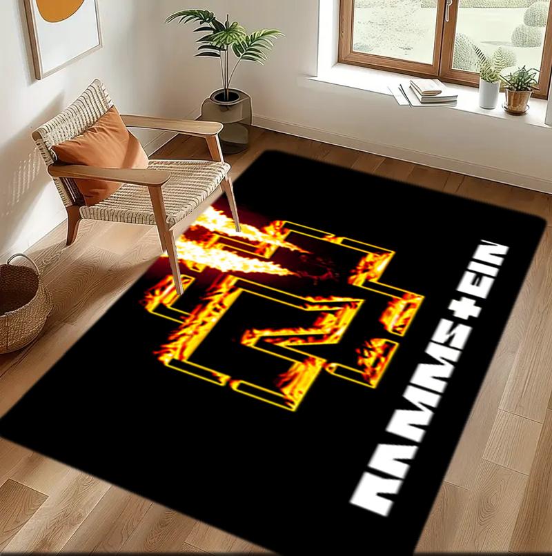 1 Stück Rammstein-Thema Gedruckter rechteckiger Teppich, Fußmatte für Zuhause, Outdoor-Reiseschutzteppich A4