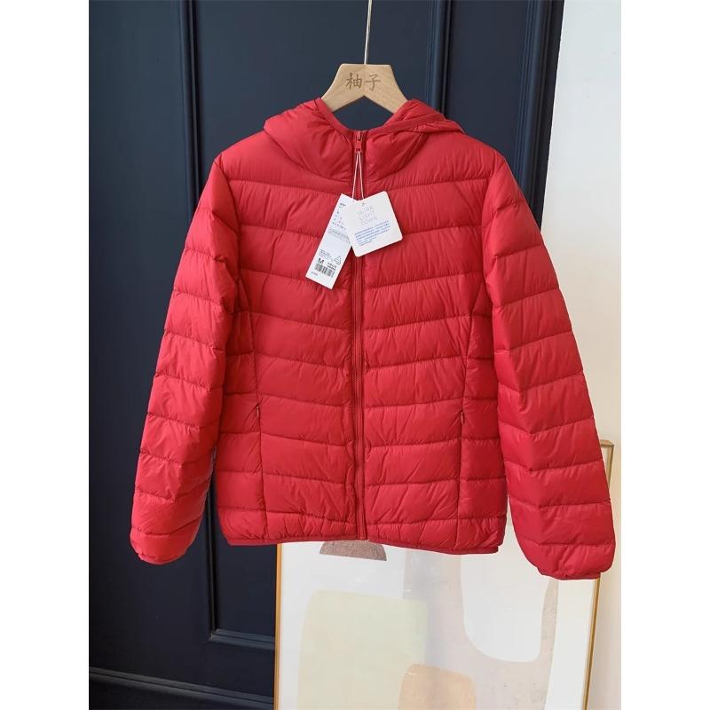 White duck down women's hooded soft, comfortable and warm, fashionable and light down jacket, winter
