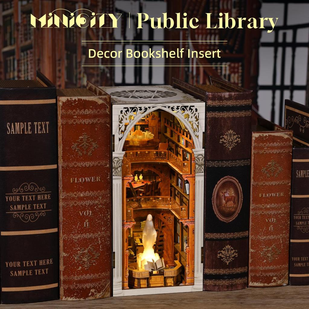 MiniCity DIY BookNook Kit Dollhouse Kit Miniature House Kit BookNook Suitable for and Birthday Collectible with LED Light - - - - Beginners,