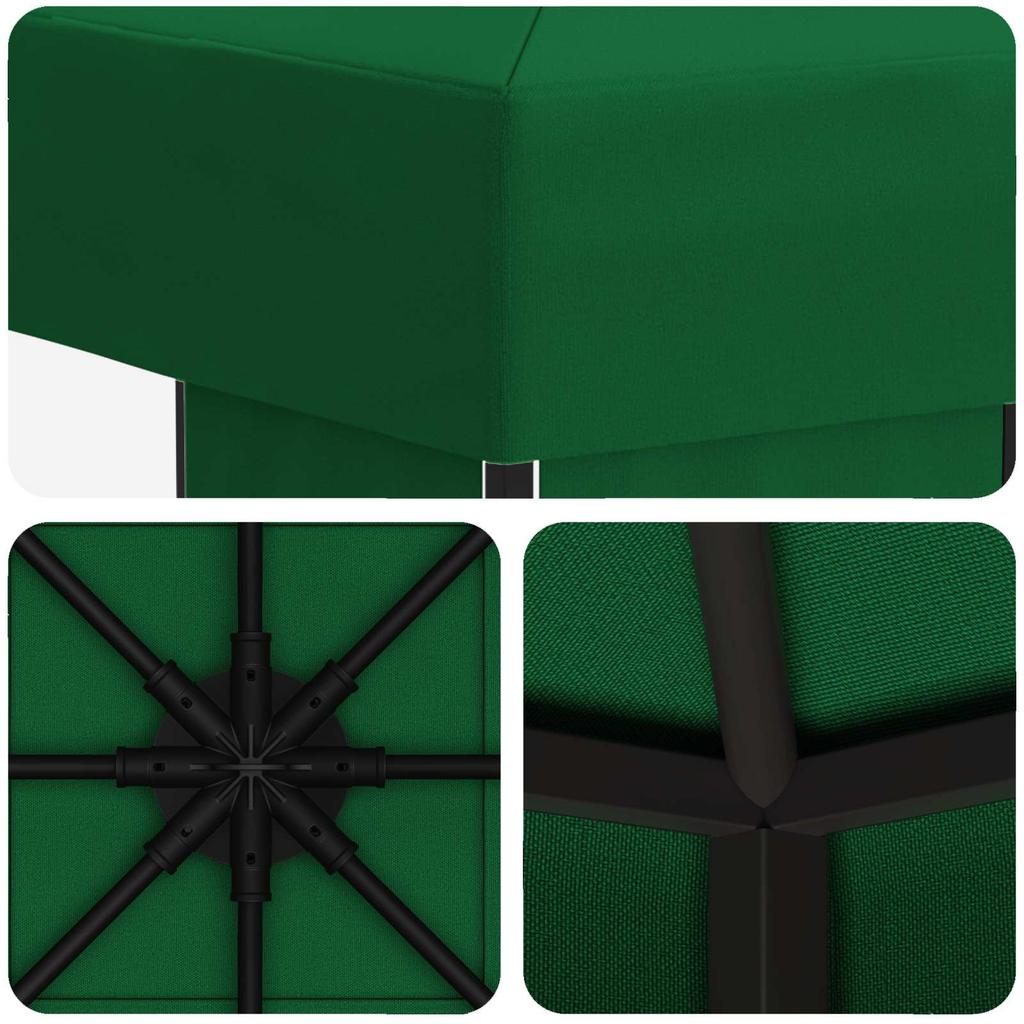 Gazebo 3 X 3 M Green Polyester and Steel 190 Gsm