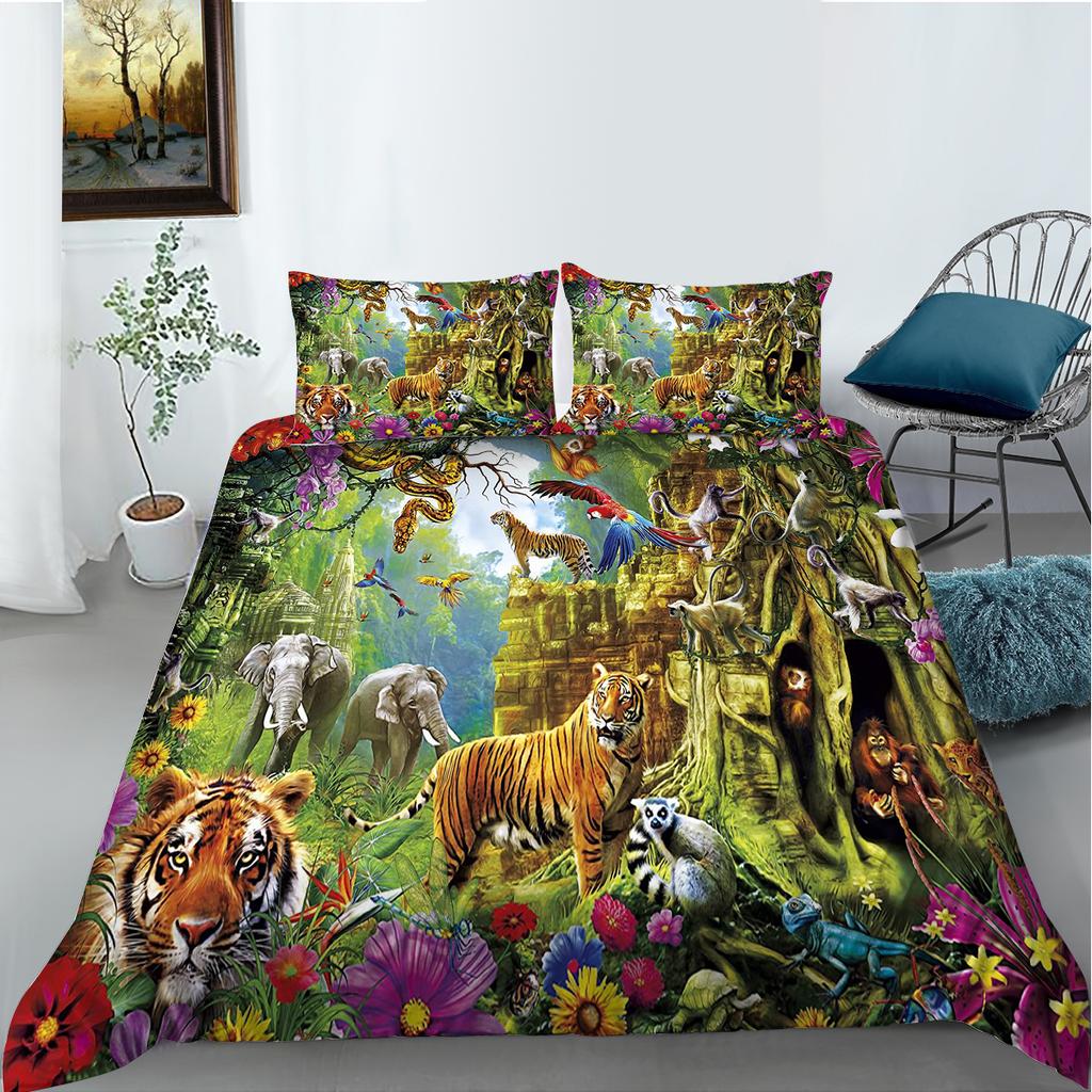 Completo Copripiumino Set Copripiumino Stampa Teschio Motivo Lupo Copripiumino Ragazzo Uomo King Size Biancheria da Letto