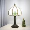 Modern Glass Shade Lamp with Bronzed Base 8-Inch Home Decor Desk Lamp with Four-leaf Clover Design for Indoor Lighting