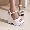 Platform Sandals Women Summer Open Toe Punk Style High Wedges Satin Casual Heeled Summer Shoes