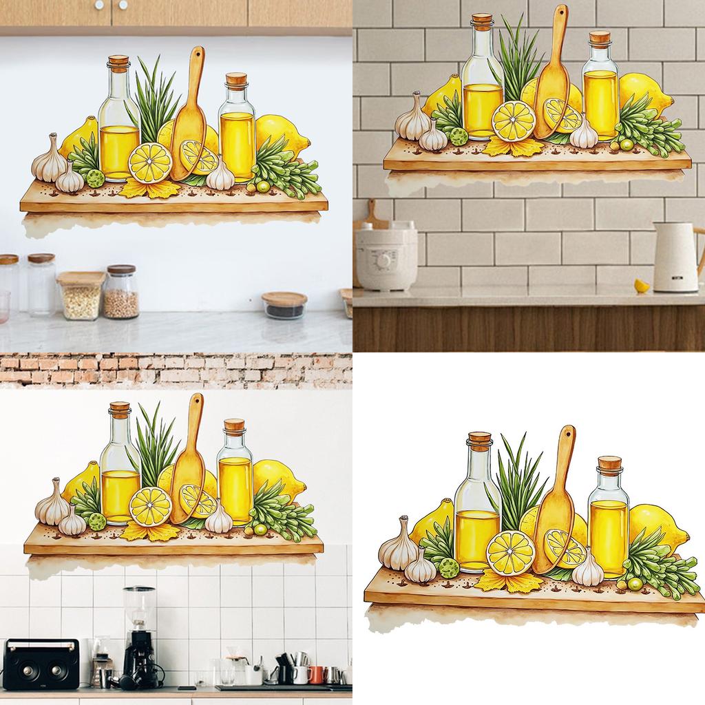 Lemon and Honeys Theme Sticker Reusable Kitchenware Shelf Pattern PVC Decal For Easy Application Wall Window Door Decors