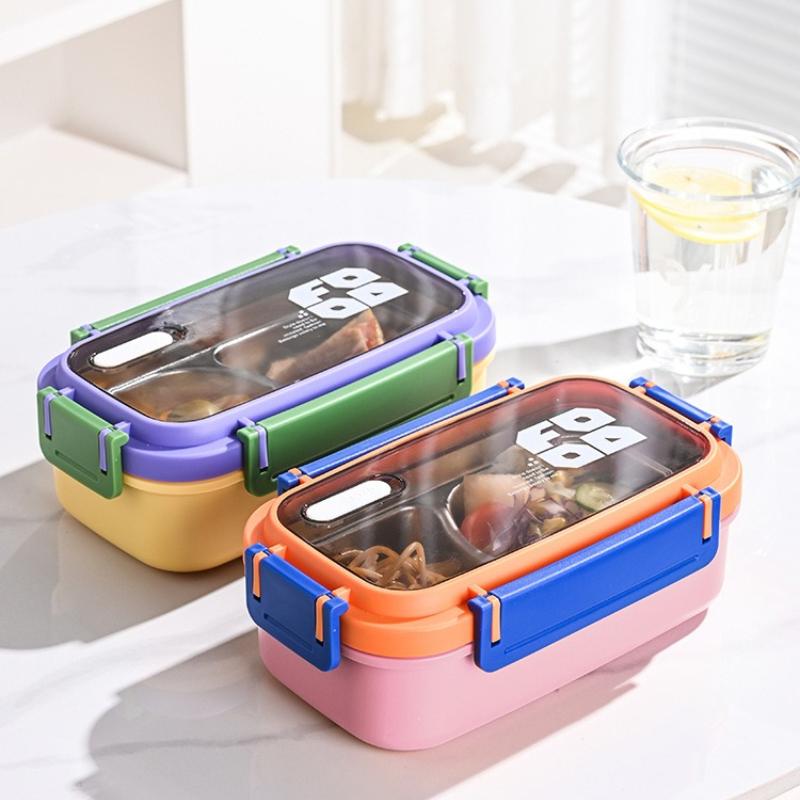 JUSTINLAU Lunch Box for Kids Girl Stainless Steel Bento Box Portable 2 Grid Sandwich Snack Food Box Special Canteen Food Storage
