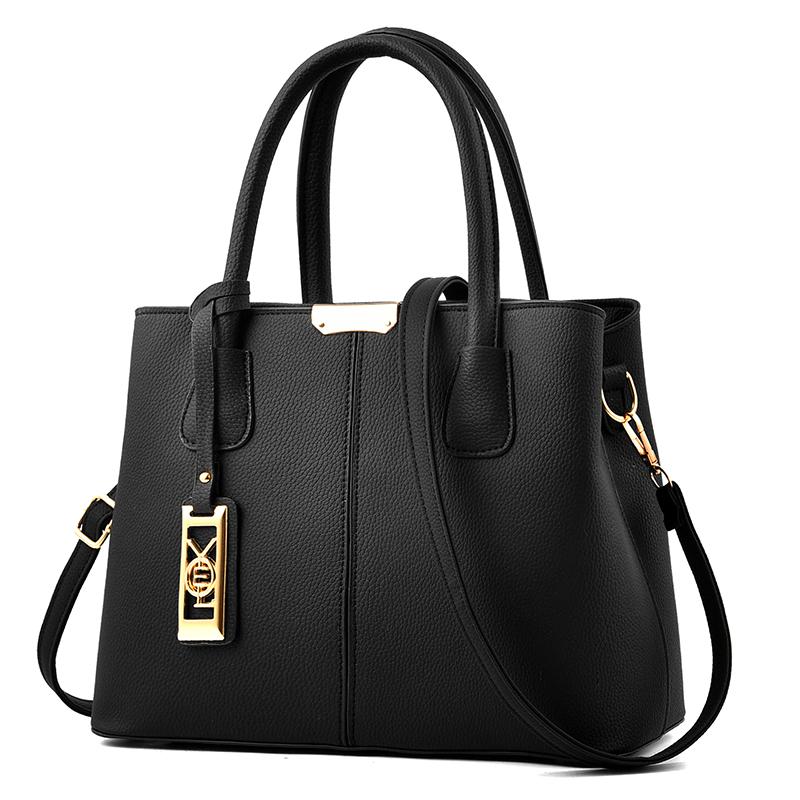 

Женская сумка из мягкой кожи, большая вместительная сумка-мессенджер на одно плечо, однотонная кожаная сумка для офисных дам 30*13*22cm чёрный