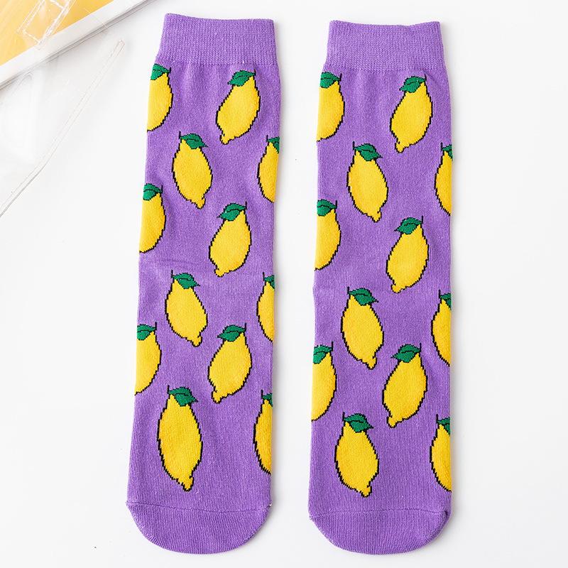 

Women Creative Fruit & Hamburger Print Mid-Calf Socks Korean Style Casual Cotton Socks EUR35-40