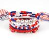 2025 New American Independence Day Bracelet Red White Blue Flag Soft Ceramic Beaded Patriotic
